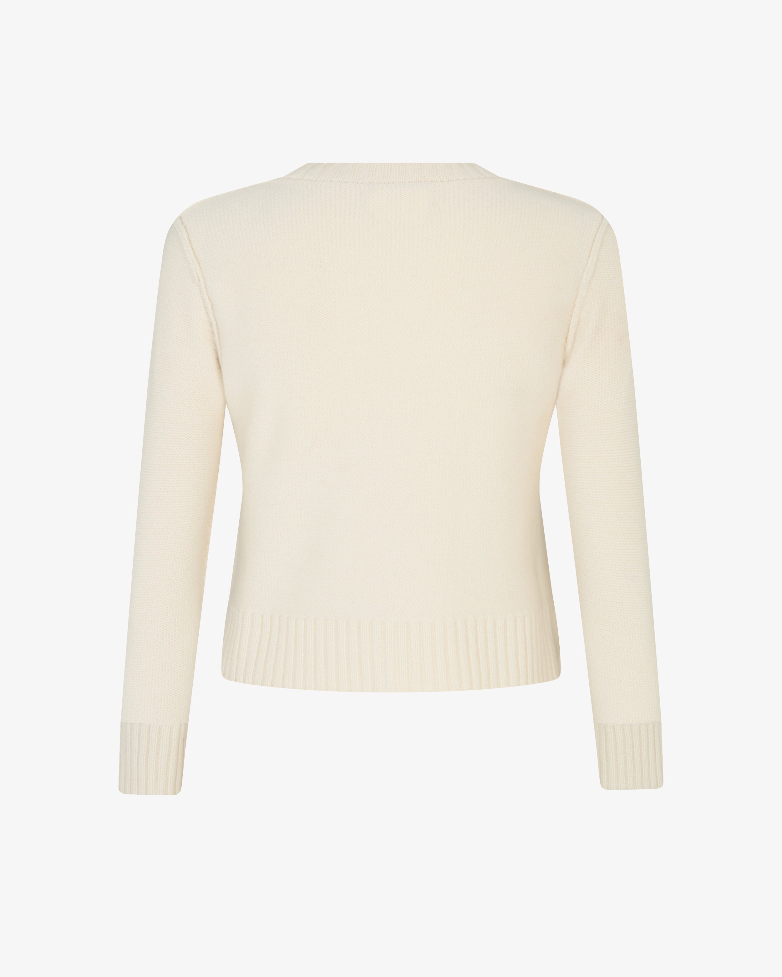 Women's Soft Cream Round Neck Knit Sweater - Cozy Winter Pullover for Casual Outfits & Layering