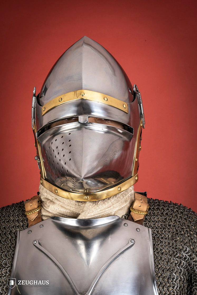 Medieval Houndskull Churburg Bascinet Helmet - 2mm Steel Polished Finish - Perfect for LARP, Historical Reenactment & Cosplay