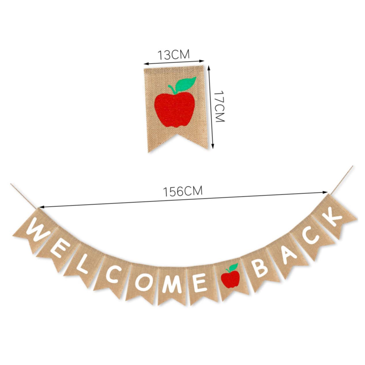 CAXUSD First Day of School Party Decorations - Welcome Back Bunting Banner & Burlap Pull Flag for Classroom, Bulletin Board, and Back to School Celebrations