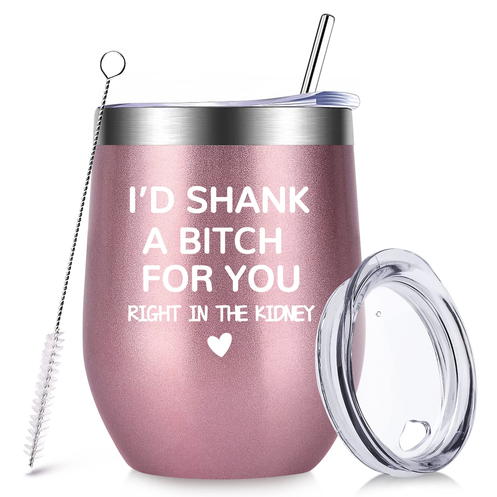 Best Friends Gifts for Women - 12OZ Insulated Wine Tumbler with Straw & Lid, Funny Christmas & Birthday Gift for Her, Wife, BFF - Perfect for Travel, Office & Coffee Dates