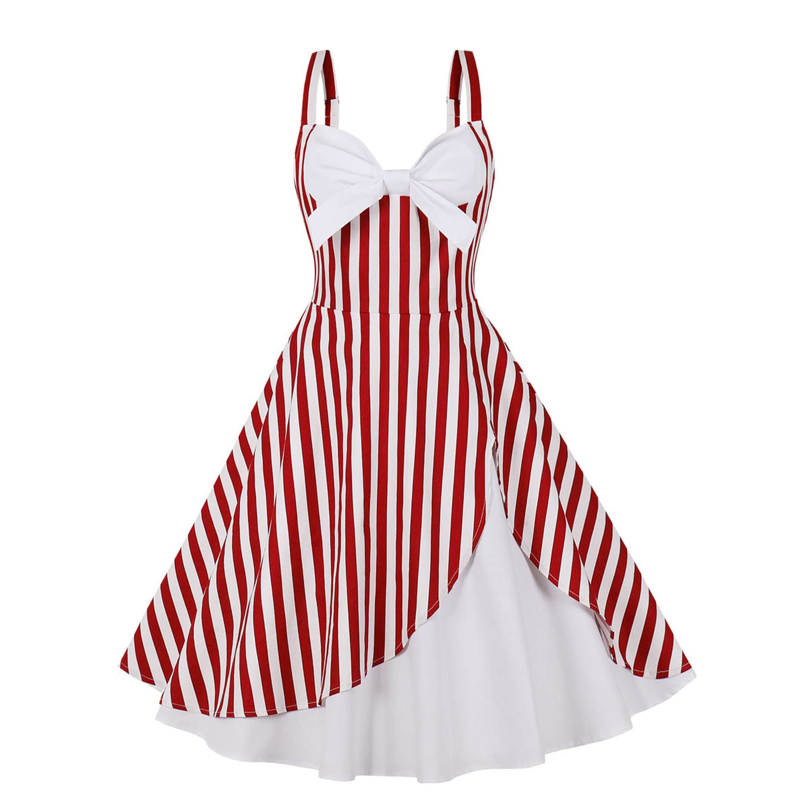 Vintage Rockabilly Women's Swing Dress with Floral Bow & Contrast Panel - Retro Tea-Length Cocktail Dress for Wedding Guest, Prom, Party & Special Occasions