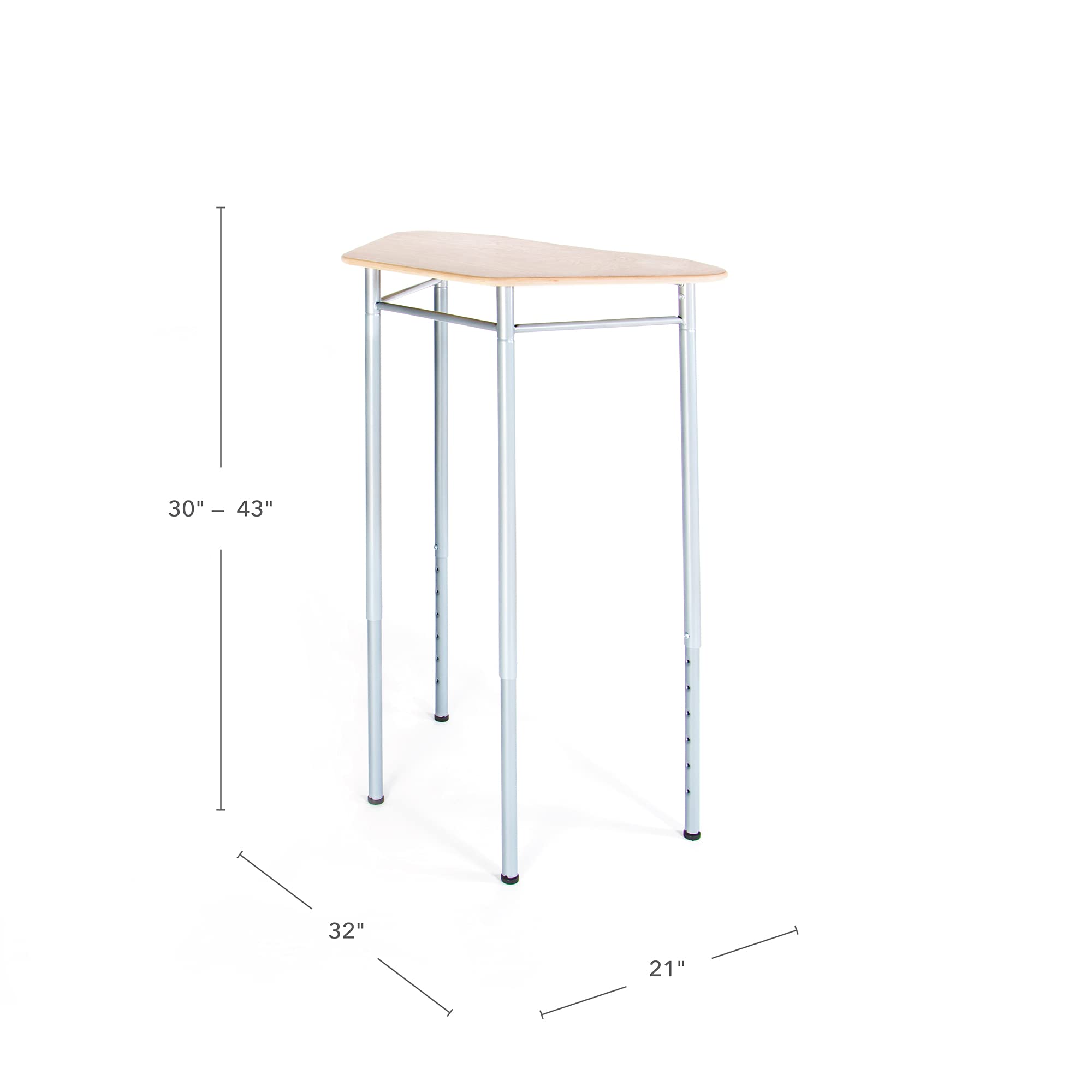 Guidecraft Adjustable Height Standing Desk for Adults & Kids - Ergonomic Modular Workstation with Metal Legs for Home Office, Classroom, Study & Remote Work