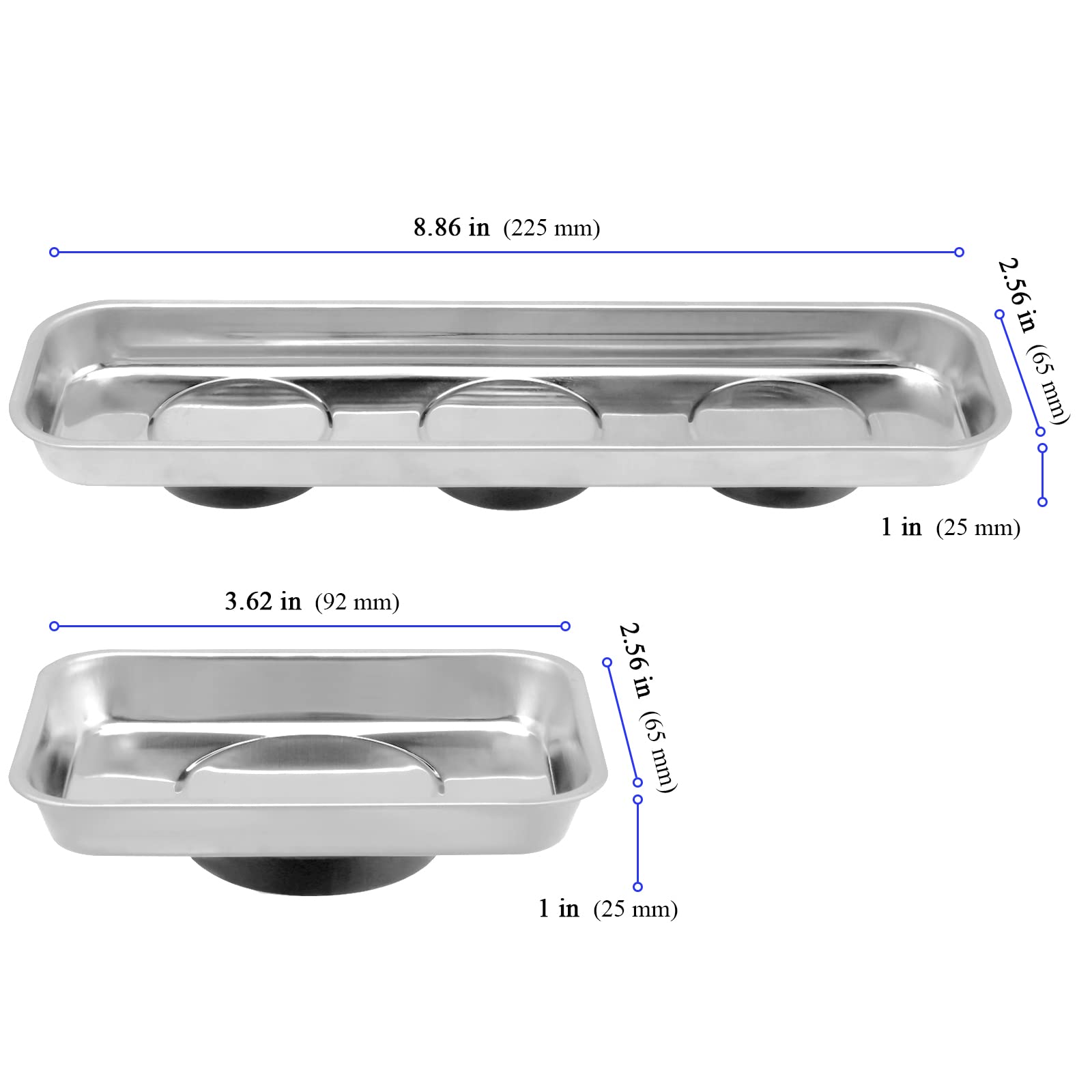 KEILEOHO 10-Piece Stainless Steel Magnetic Parts Tray Set - 2 Sizes (Silver) for Organizing Screws, Bolts & Sockets | Heavy-Duty Magnetic Bolt Holder Trays for Workshop, Garage & DIY Projects