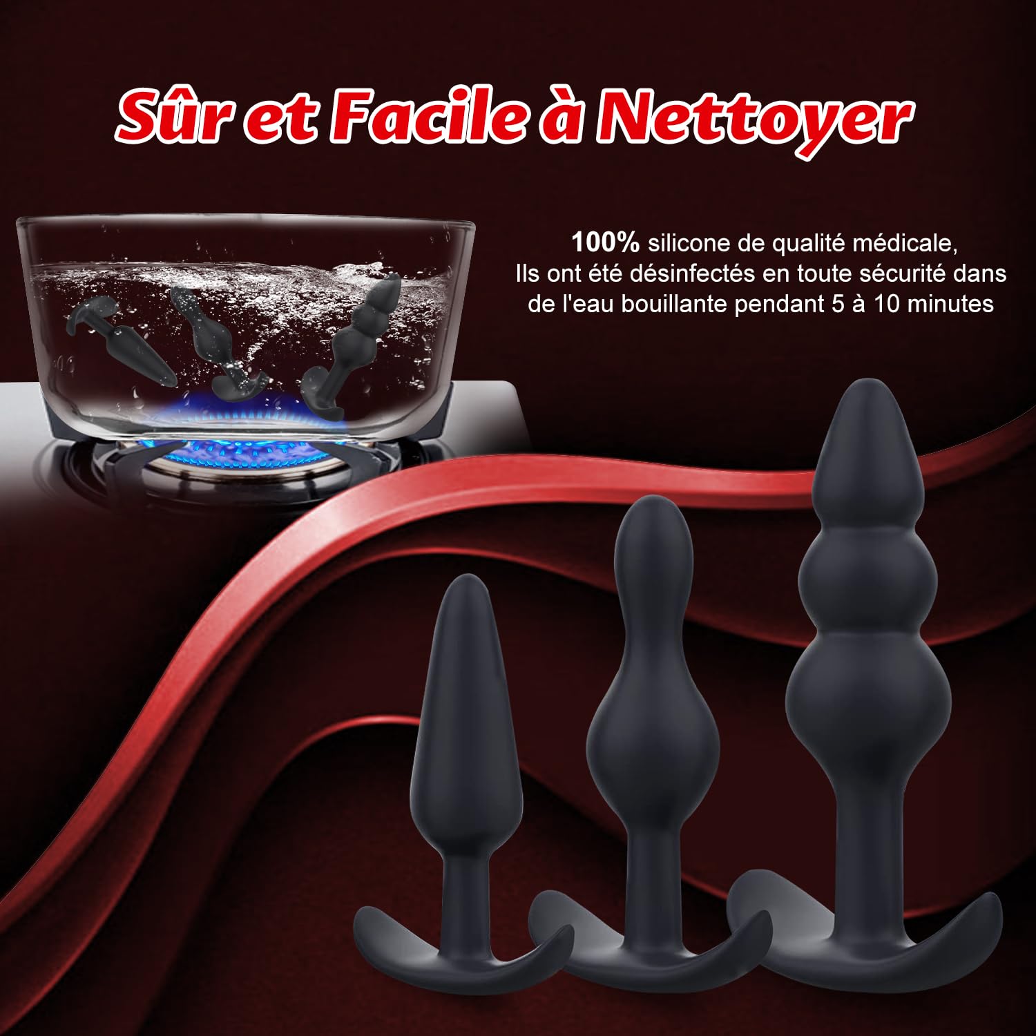 3PCS Anal Plug Set - Beginner Silicone Butt Plugs for Women & Men, Stretching Anal Sex Toys for Couples, Black - Perfect for Solo Play & Couples Pleasure