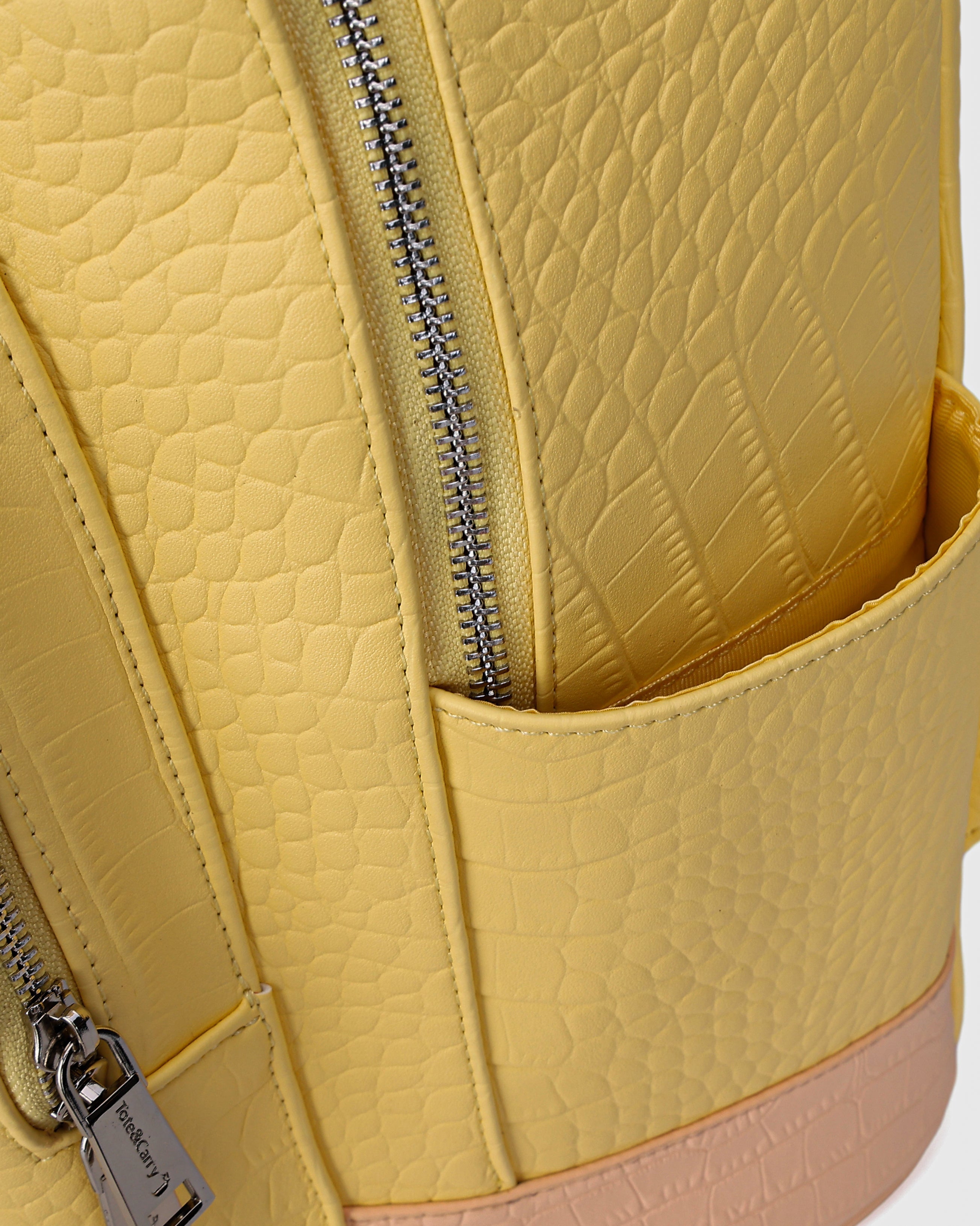 Premium Yellow Leather Backpack for Men & Women - Durable & Stylish Travel, Work & School Backpack