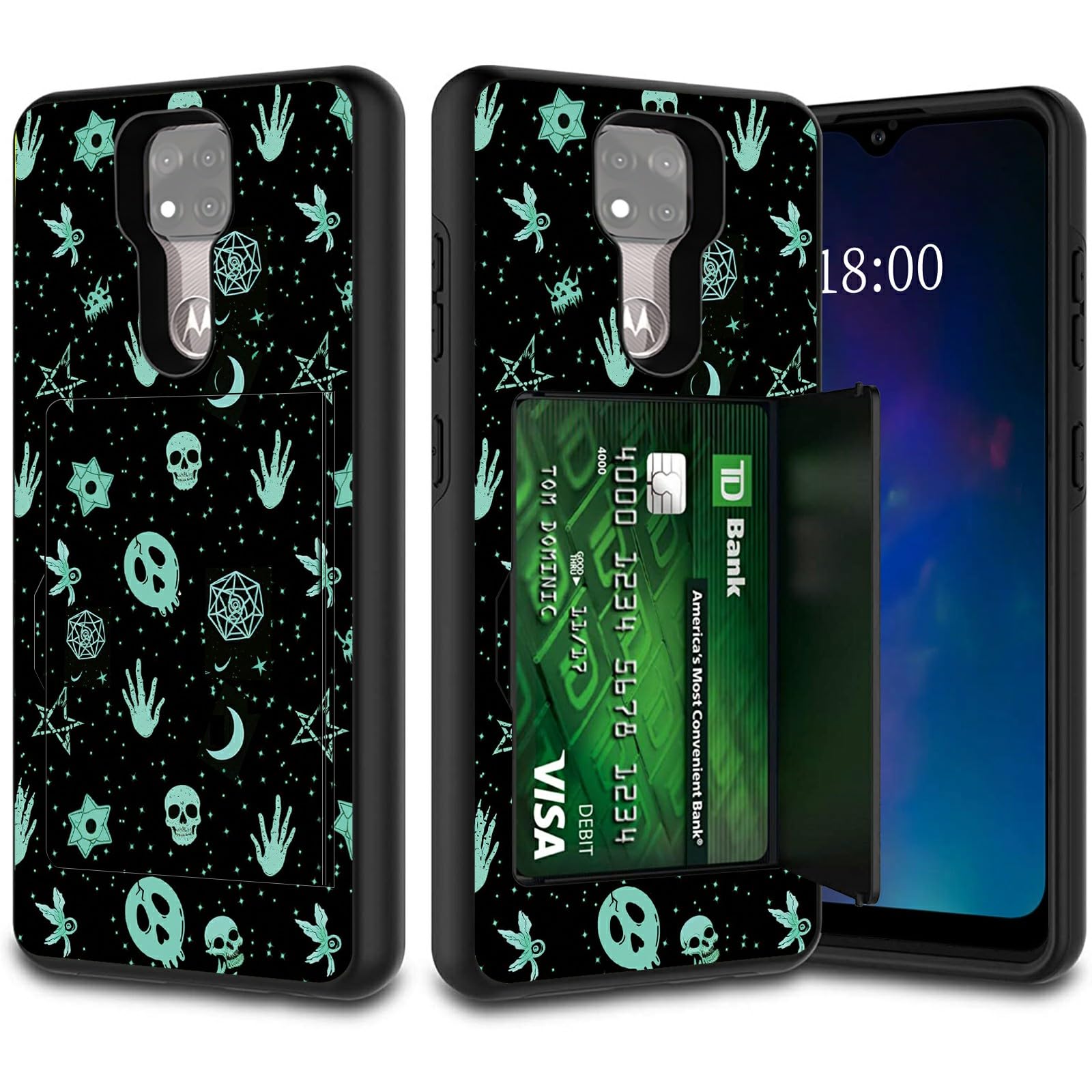 Gothic Skull Moon Wallet Phone Case for Motorola G Power 2021 (6.6