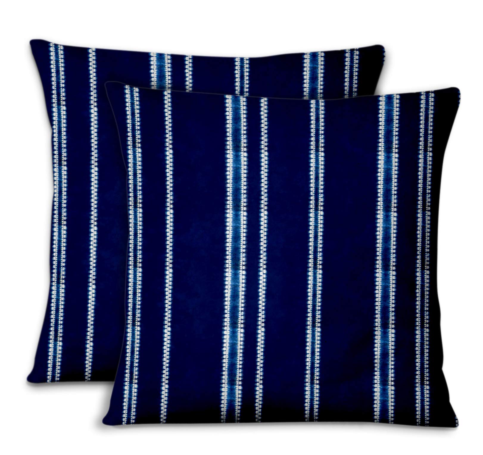 Premium Blue Cotton Poplin Striped Pillow Cases Set of 2 - 20x20 Inches Designer Cushion Covers for Bedroom Decor & Home Styling - Perfect for Sofa, Living Room and Guest Room Accents