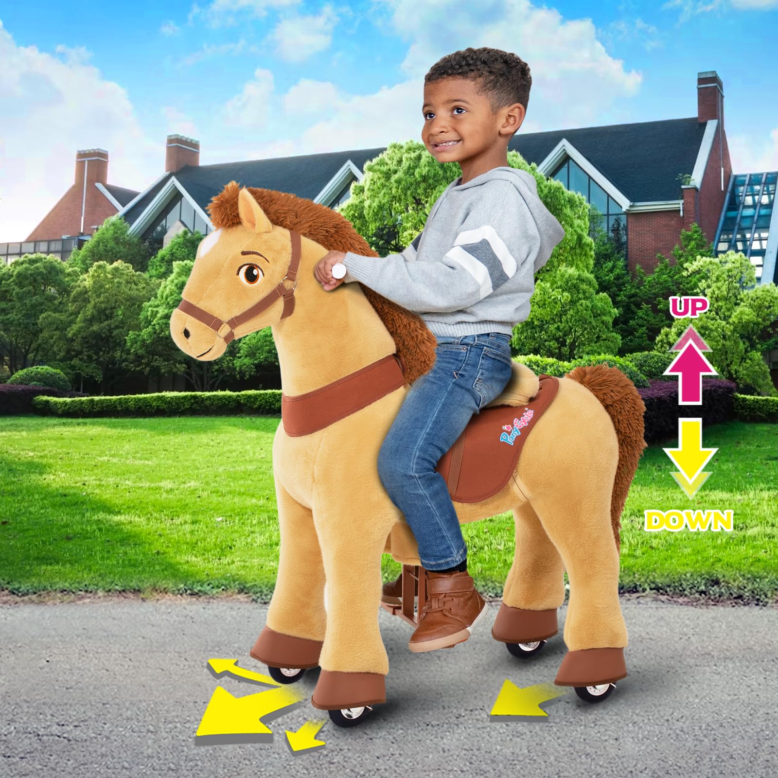 PonyCycle Ride-On Horse Toy for Kids Ages 3-5 - Essential Model E with Safety Brake (30