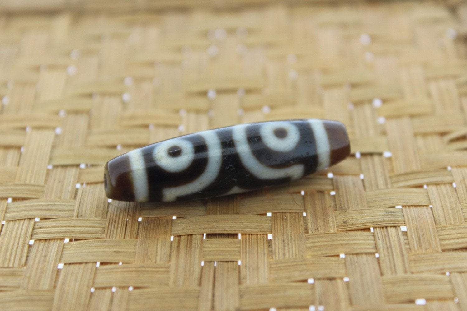 Absolutely Perfect 3 Eye Dzi Bead - Authentic Tibetan Buddhist Prayer Beads for Meditation & Spiritual Protection | Ideal for Jewelry Making, Mala Bracelets & Positive Energy