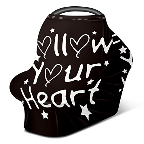 Breathable Baby Car Seat Cover & Nursing Scarf - Soft Stretchy Canopy for Strollers, Car Seats (Black/White) | Multi-Use Infant Cover for Breastfeeding, Baby Showers & Outdoor Protection