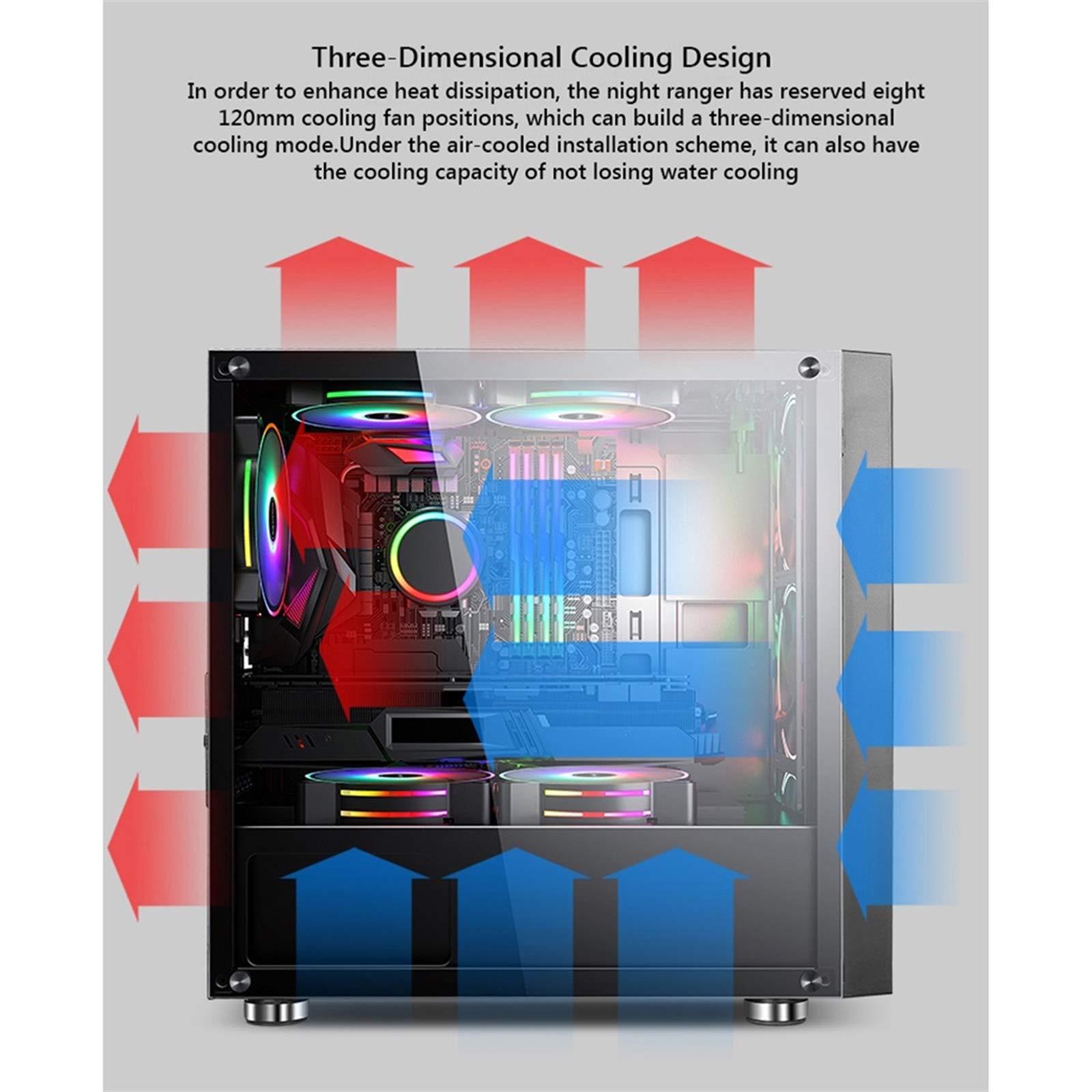 Pink Mid-Tower ATX Computer Case with Tempered Glass Panel, USB 3.0 Ports & 8 Fan Positions - Supports Water Cooling for Gaming PC Builds & Custom Desktop Setups