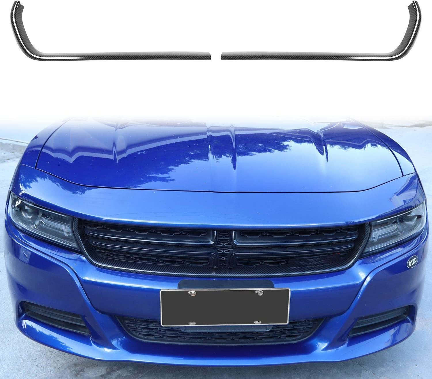 ABS Carbon Fiber Front Grille Inserts for 2015-2020 Dodge Charger - 2pcs Black Mesh Grille Cover - Upgrade Your Car's Style for Street Racing & Car Shows