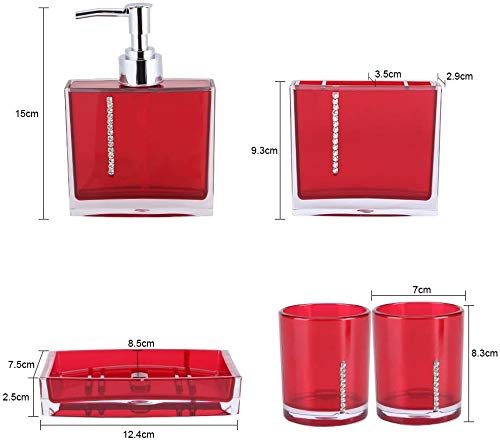 5-Piece Acrylic Bathroom Accessory Set - Toothbrush Holder, Cup, Soap Dispenser, Toilet Brush & Trash Can - Modern Bathroom Decor for Home & Hotel Use