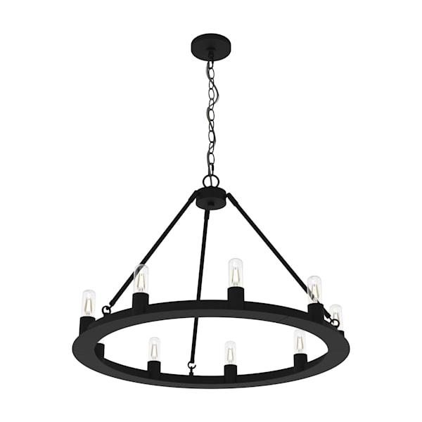 Hunter Saddlewood 9-Light Chandelier in Natural Iron - Rustic Farmhouse Ceiling Light Fixture for Dining Room, Living Room & Bedroom Decor
