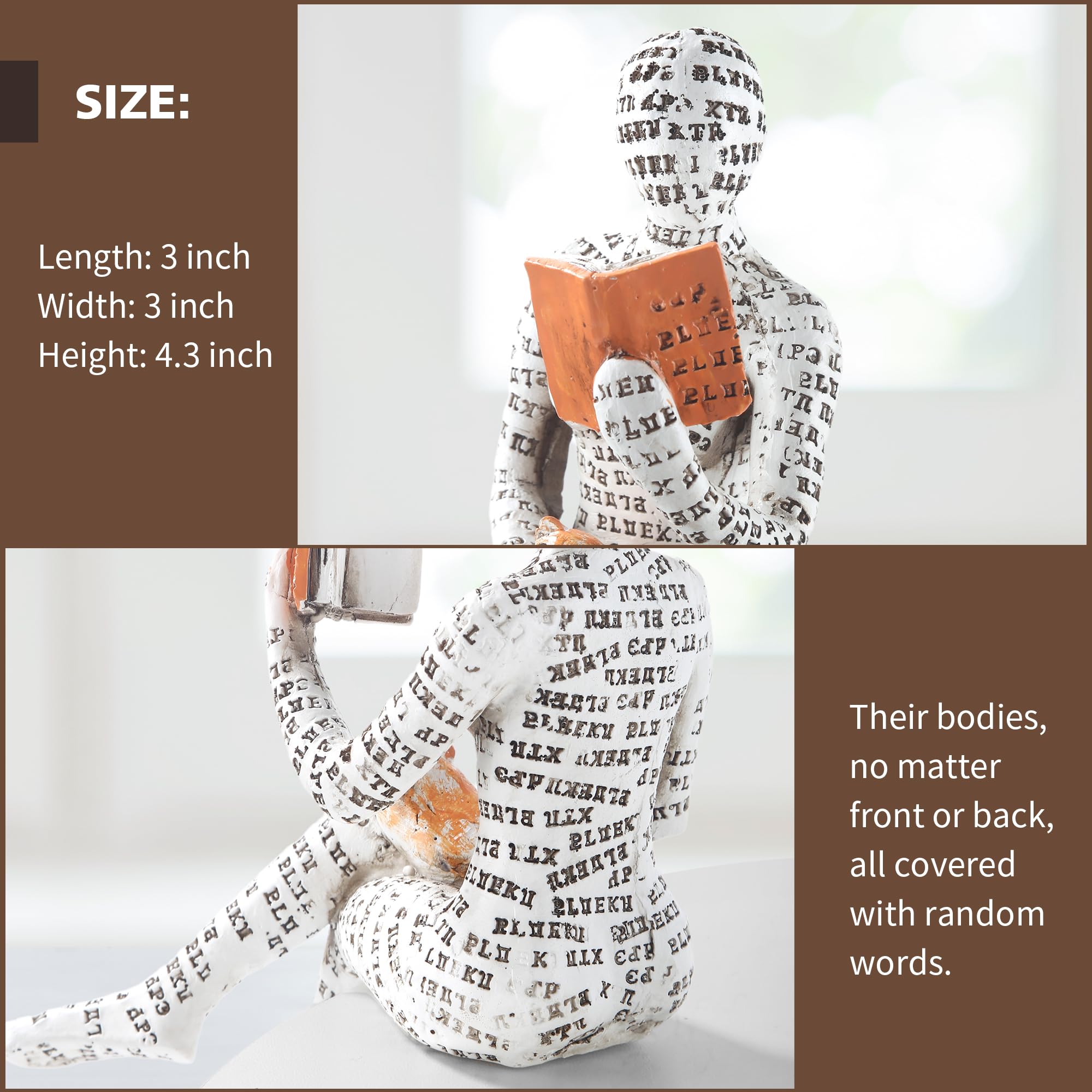 Modern Abstract Thinker Statue - Aesthetic Pulp Reading Women Sculpture for Home & Office Decor | Shelf, Table, Desk Decoration | Perfect for Living Room, Bedroom, Study & Workspace