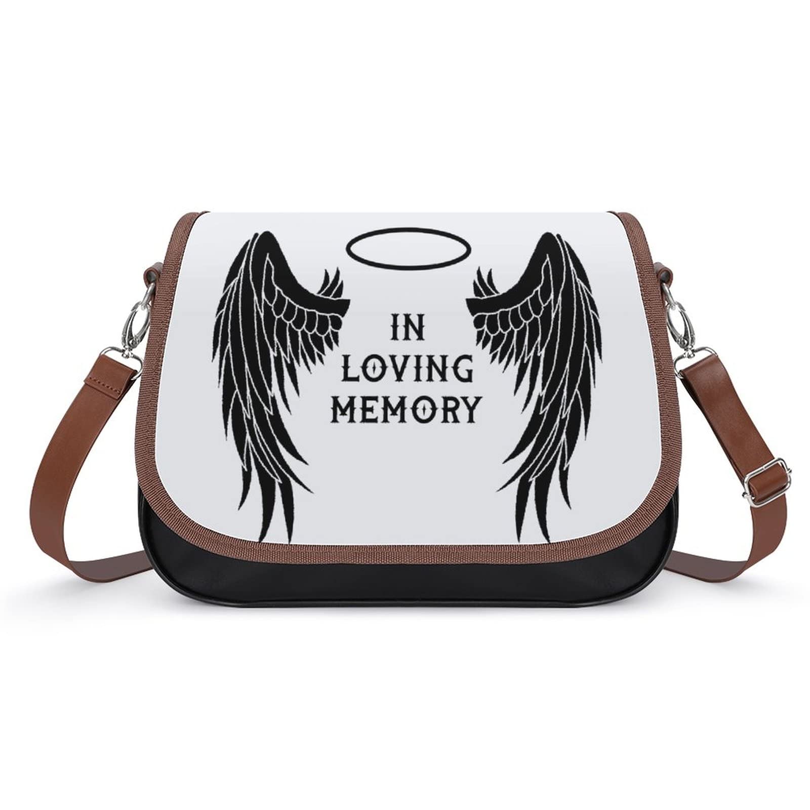 Stylish Women's Crossbody Shoulder Bag - Genuine Leather Satchel Hobo Purse with Angel Wings Design for Everyday Use, Work & Travel