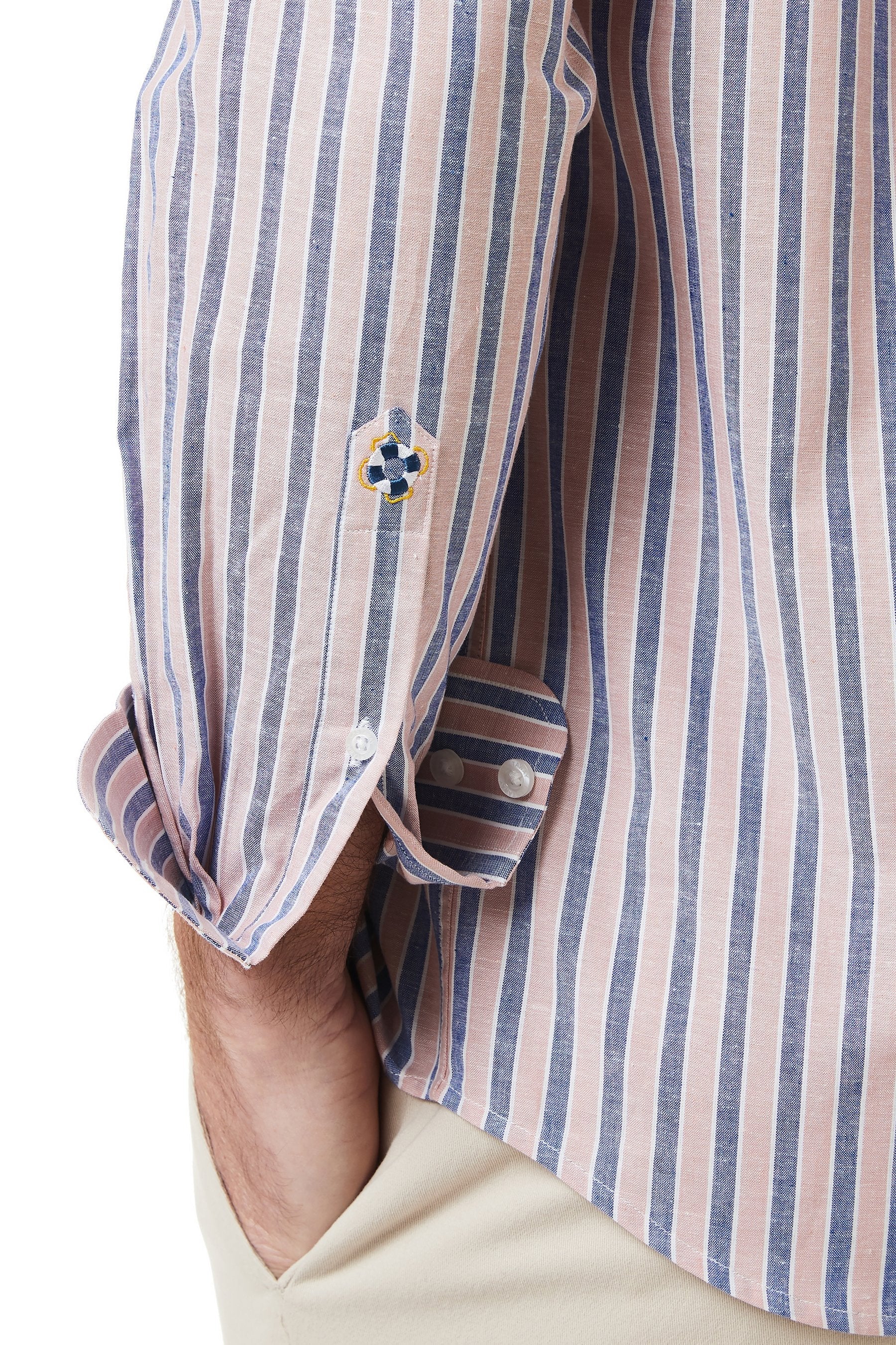Chase Shirt Wharf Stripe Navy and Red | Classic Casual Button-Down Shirt for Men | Perfect for Office, Date Night & Weekend Outings
