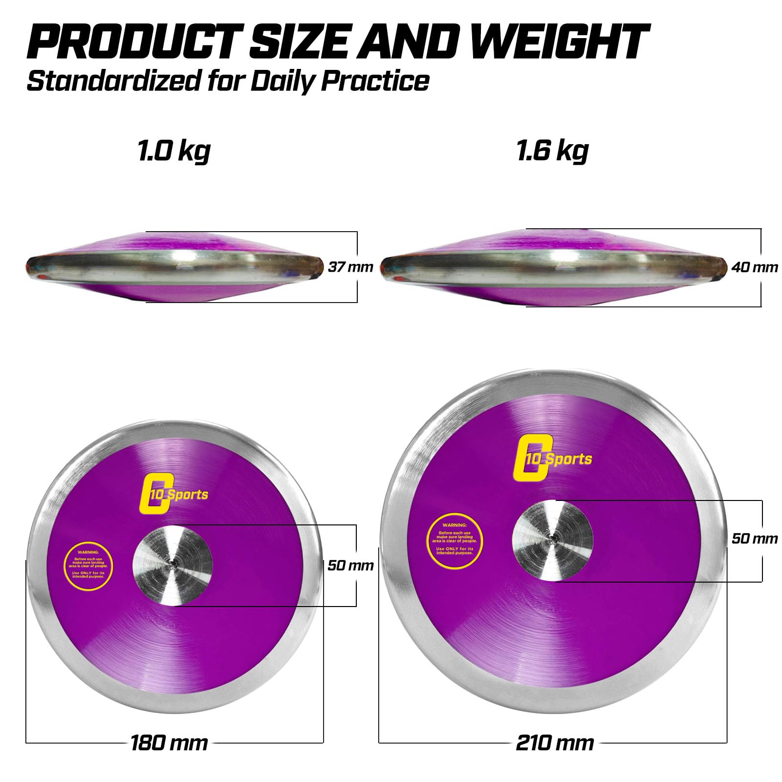 Official Track & Field Discus - High Spin & Low Spin Throwing Discus for High School & College Athletes - 1.0KG, 1.6KG, 2.0KG Weights - Perfect for Outdoor Practice, Training & Competition - Ideal for Discus Throw Events, Track Meets & Field Day Activities