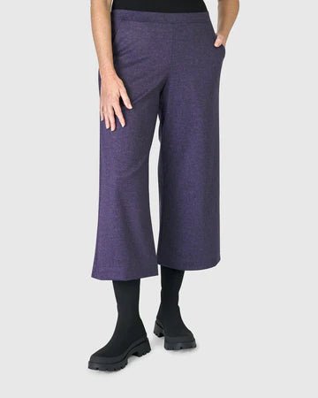 AP814E Folklore Easy Eggplant Purple Women's Casual Pants - Comfortable Stretchy Lounge Pants for Home, Yoga & Travel