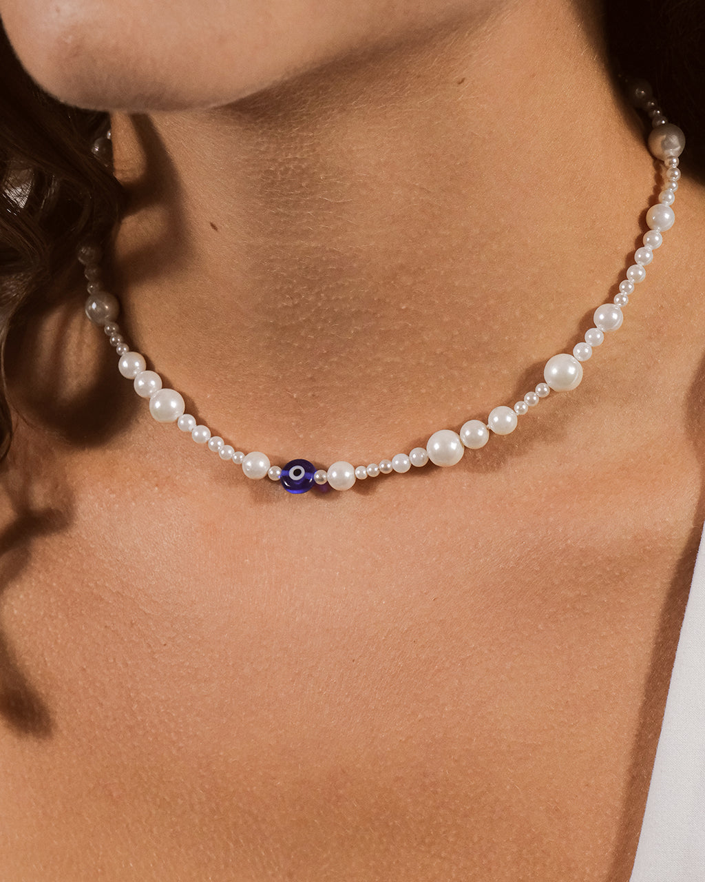 Evil Eye Pearl Choker Necklace for Women - Elegant Boho Jewelry for Protection & Good Luck - Perfect for Parties, Weddings & Everyday Wear