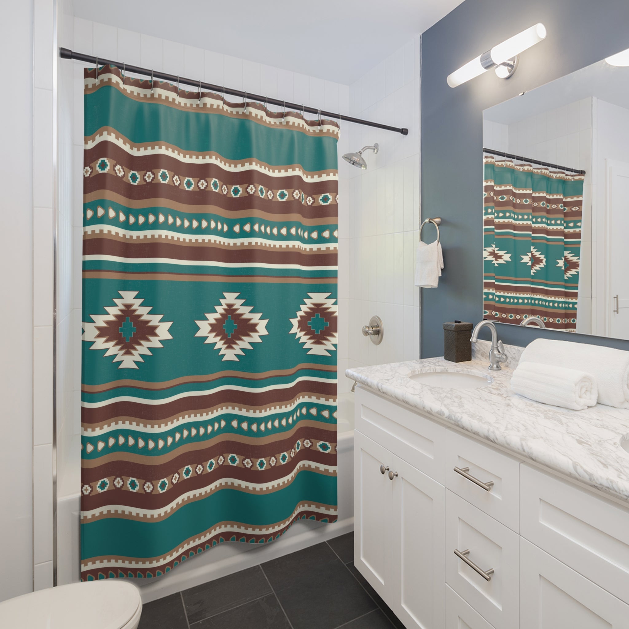 Southwestern & Midwest Style Fabric Shower Curtain - Waterproof Bathroom Decor for Rustic Home Decor | Perfect for Farmhouse, Cabin & Boho Bathrooms
