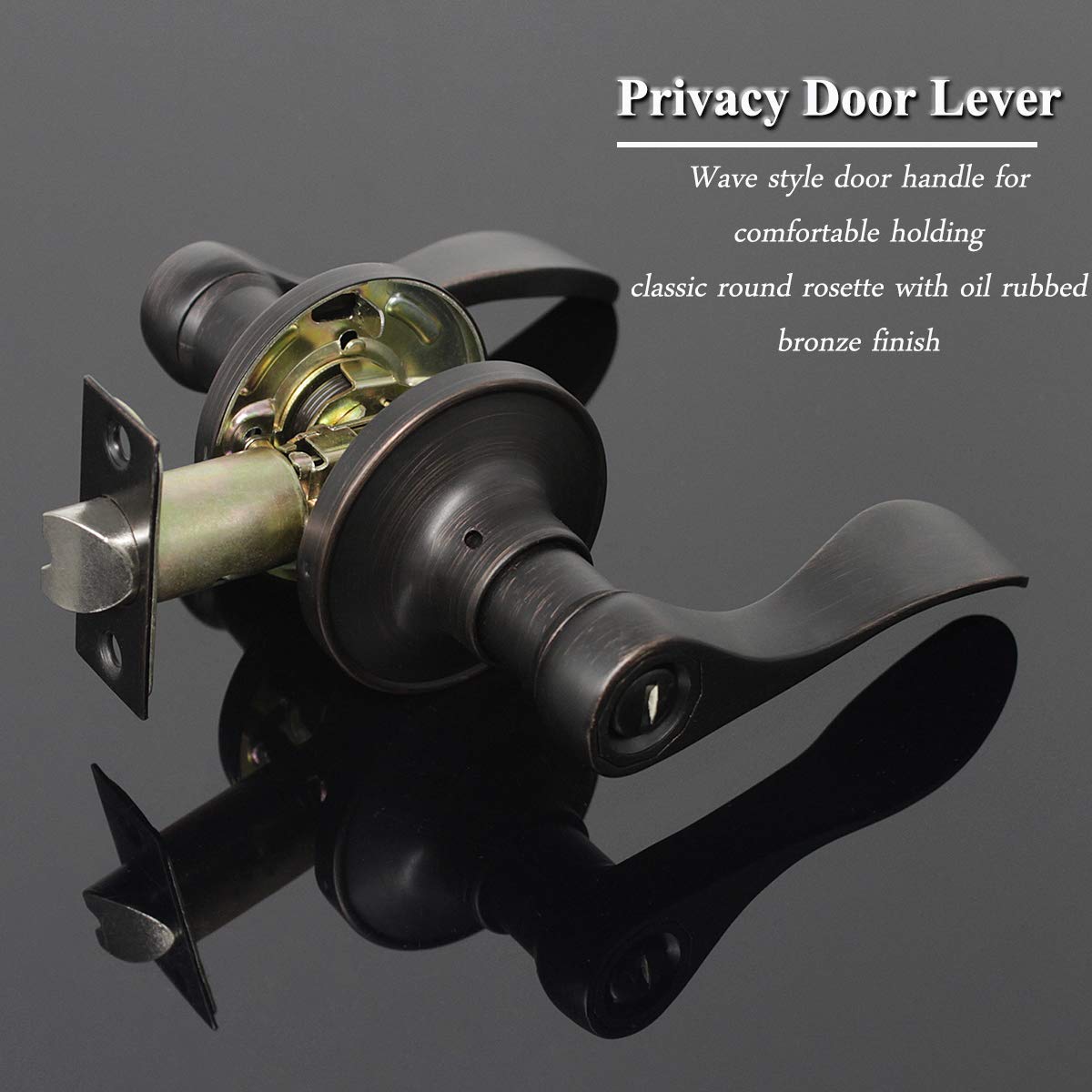 Gobrico 6-Pack Privacy Door Levers with Thumb Turn Lock - Reversible for Left/Right Handed Doors, Oil Rubbed Bronze Finish - Perfect for Bedrooms, Bathrooms & Interior Doors