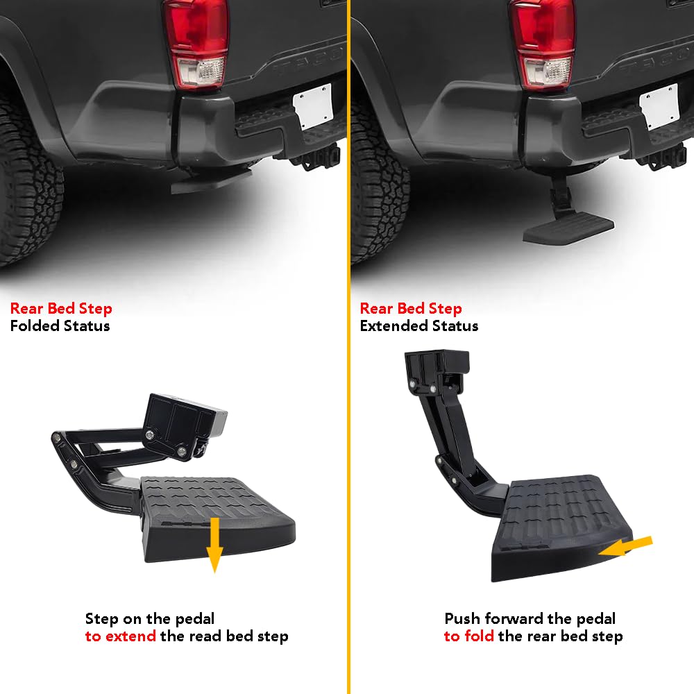 Retractable Rear Bed Step for Dodge Ram 1500/2500/3500 Classic 2009-2018 - Folding Truck Bumper Tailgate Step (Excludes Dual Exhaust & EcoDiesel) | OE# 75306-01A | Easy Access to Truck Bed for Loading & Unloading