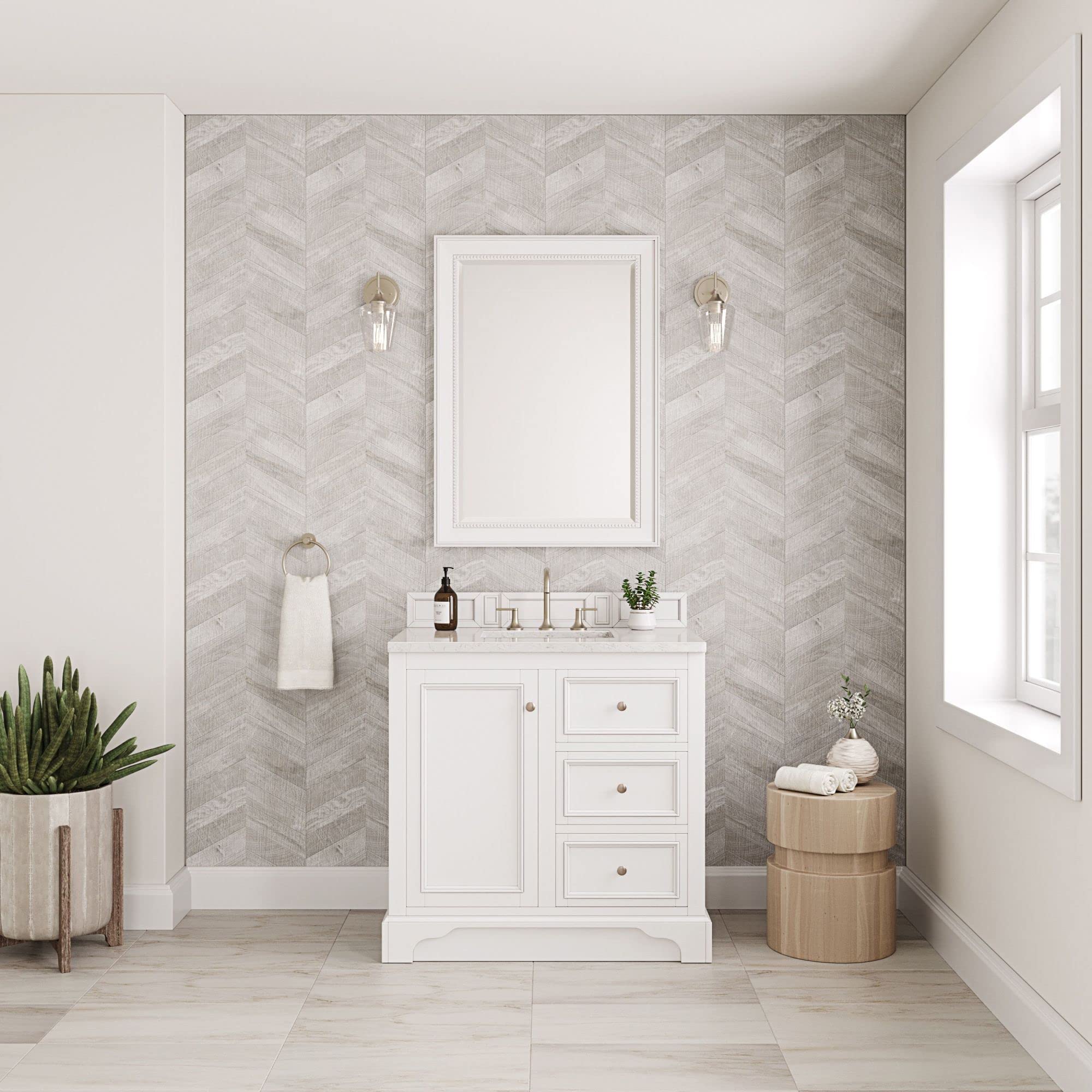 Bright White Rectangular Wall Mirror - Modern Home Decor for Bathroom, Bedroom & Entryway