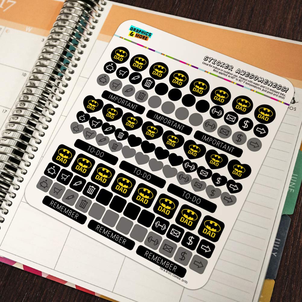 Batman Bat Dad Shield Logo Planner Stickers - Scrapbooking & Crafting Decals for Journals, Calendars, DIY Projects - Perfect for Bullet Journals, Planners, and Scrapbook Albums