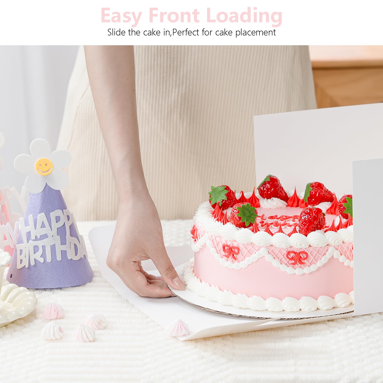3 Pack 10x10x8 Inches White Bakery Cake Boxes with Window & Cake Boards - Disposable Cake Containers with Lids for Wedding, Birthday, Party - Perfect for Cakes, Donuts, Pies, Cookies & Dessert Display