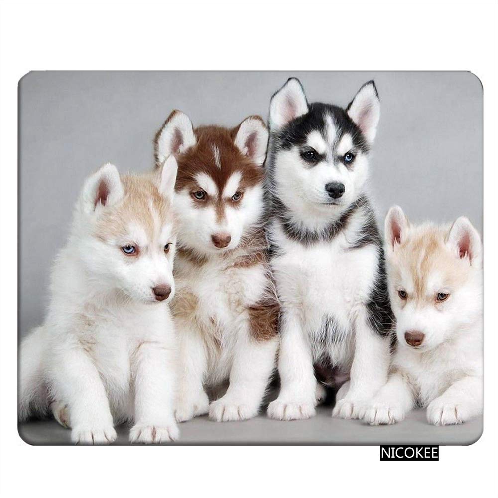 Husky Puppies Gaming Mouse Pad - Non-Slip Rubber Base, 9.5