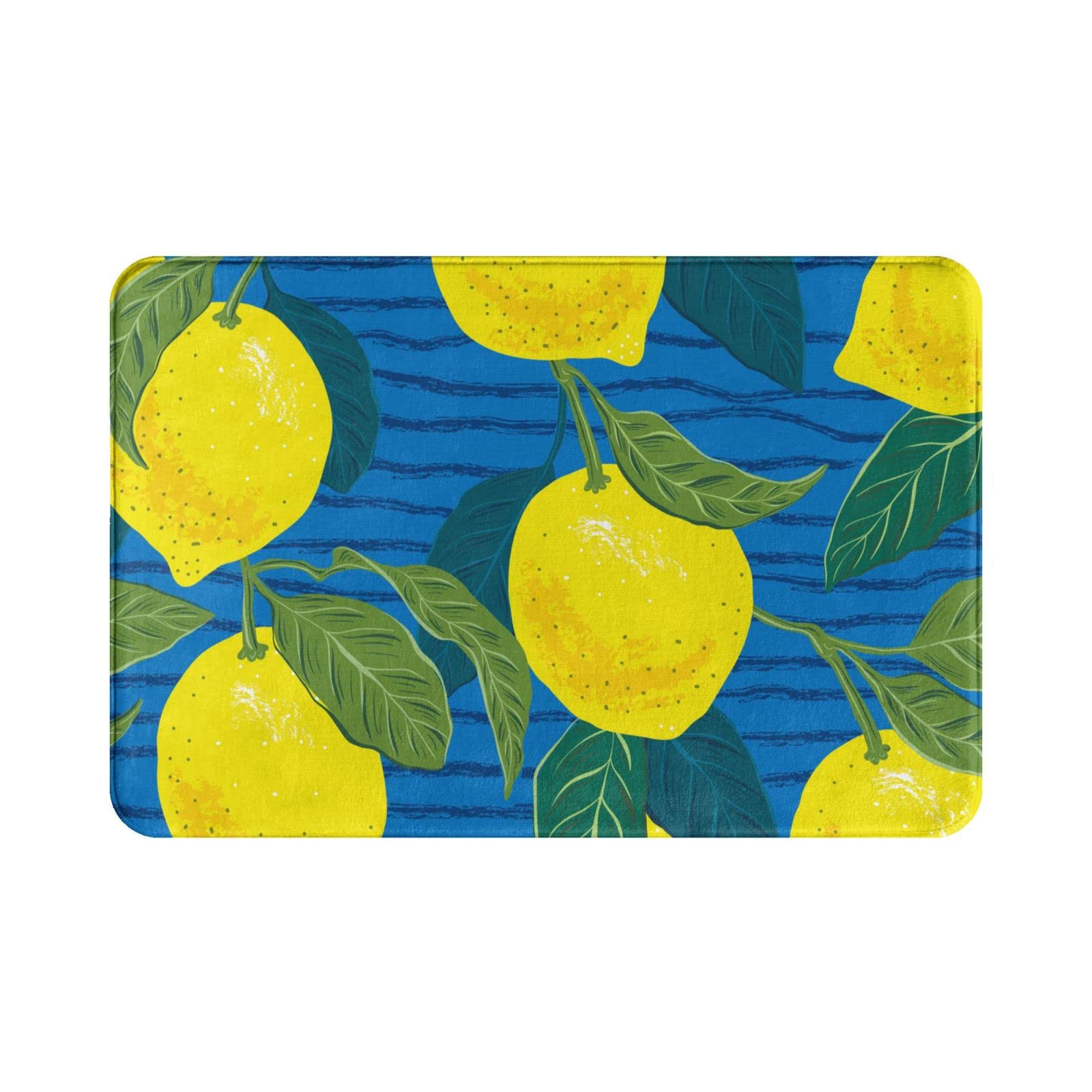 Premium Soaaed Flannel Floor Mat - Non-Slip Washable Bathroom Rug for Indoor Use | Kitchen, Bedroom, Laundry & Living Room | Soft Lemon Flannel Door Mat for Home, Office & Front Desk Decor