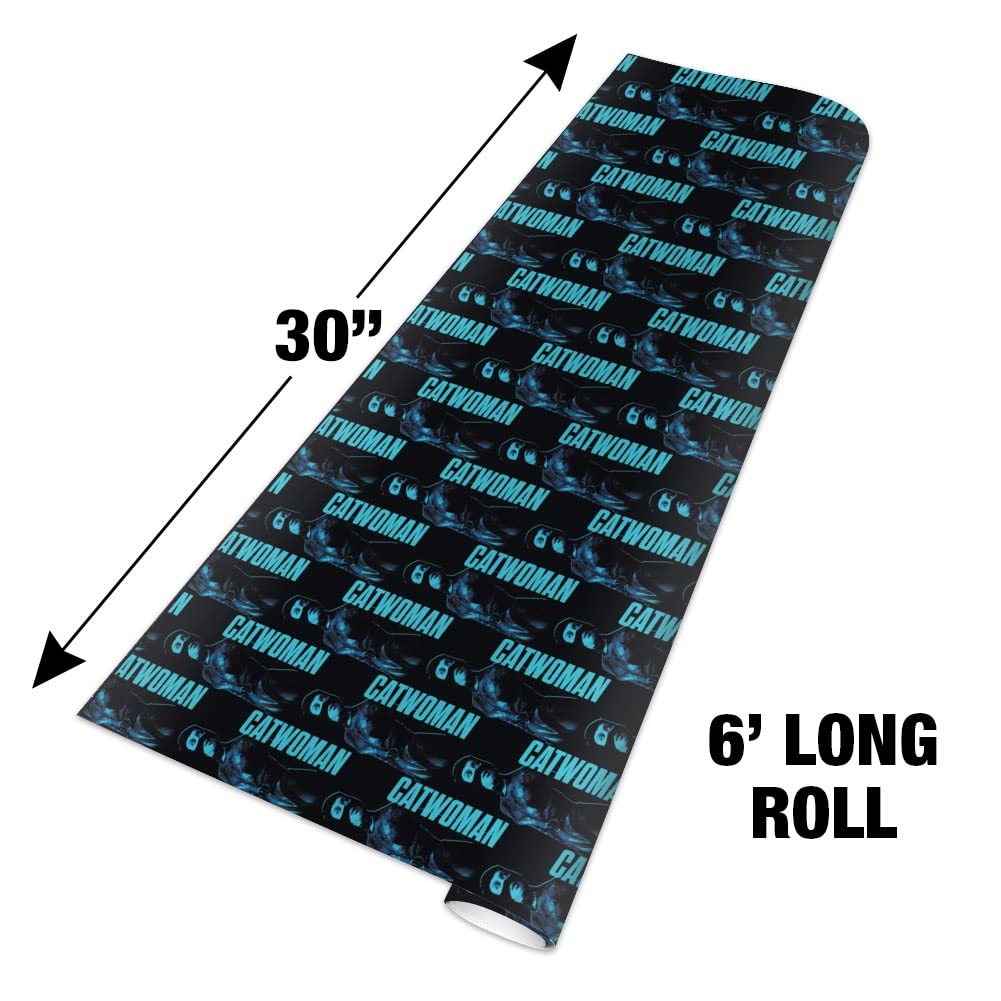 The Batman Catwoman Gift Wrap Paper Rolls - Premium Superhero Wrapping Paper for Birthdays, Christmas, Comic Con & DC Fans (GRAPHICS & MORE)