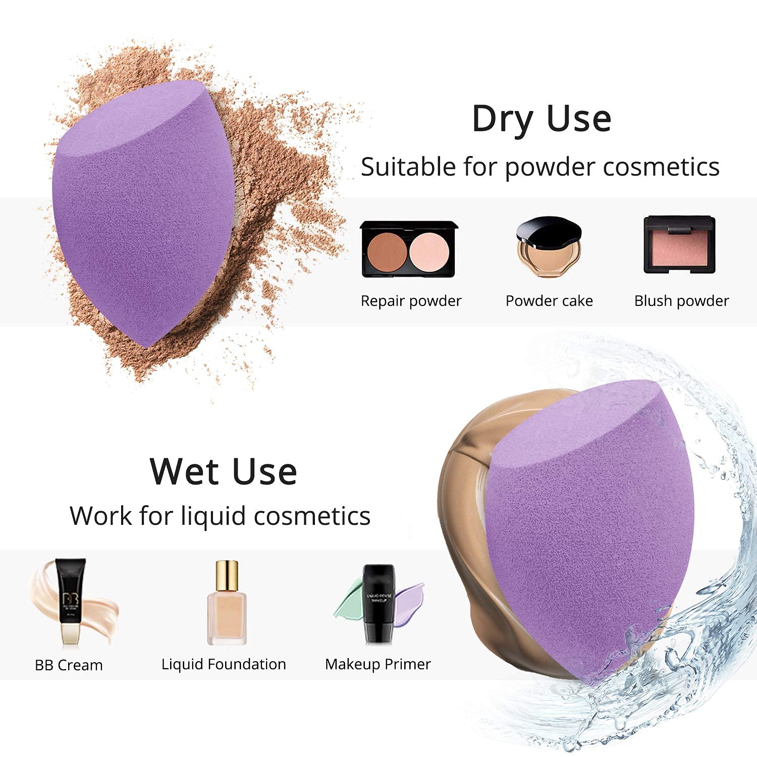 Premium Kabuki Makeup Brush - Hexagon Face Blush Brush for Liquid, Cream & Powder Foundation | Professional Blending Tool for Flawless Makeup Application | Includes Free Beauty Blender (Black) | Perfect for Daily Makeup Routine & Professional Makeup Artists
