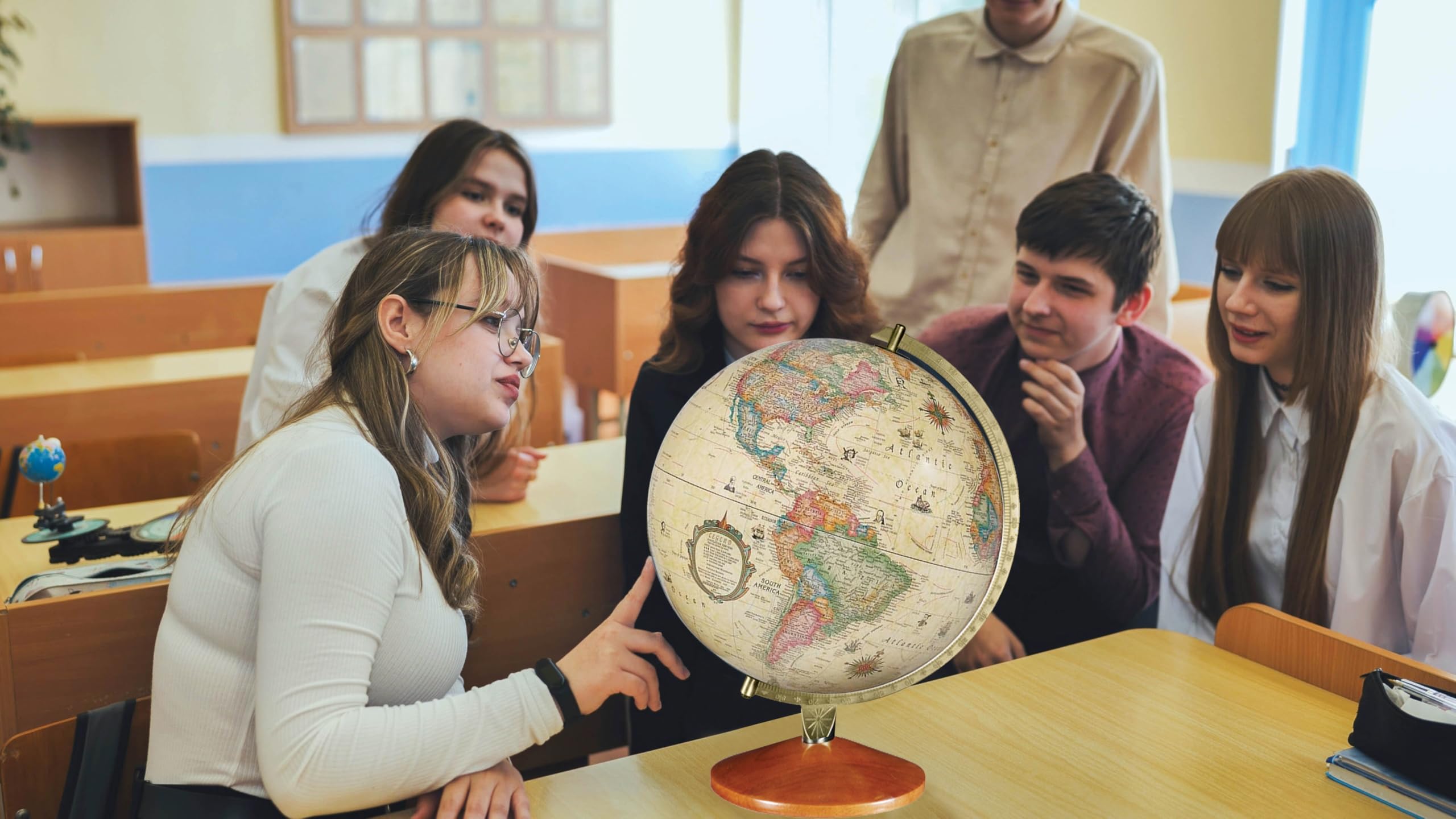 Replogle Odessa 12-Inch Illuminated World Globe with Stand - Light Up Globe Ball, Raised Relief for Kids & Children's Classroom Decor, Made in USA - Perfect for Home, School & Educational Gifts