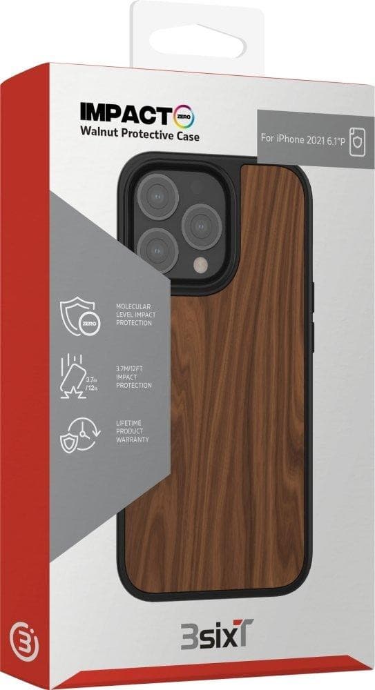Impact Zero® Premium Walnut Wood Protective Case for iPhone 13 Pro - Slim Durable Cover with Shock Absorption - Perfect for Everyday Use, Travel & Outdoor Activities