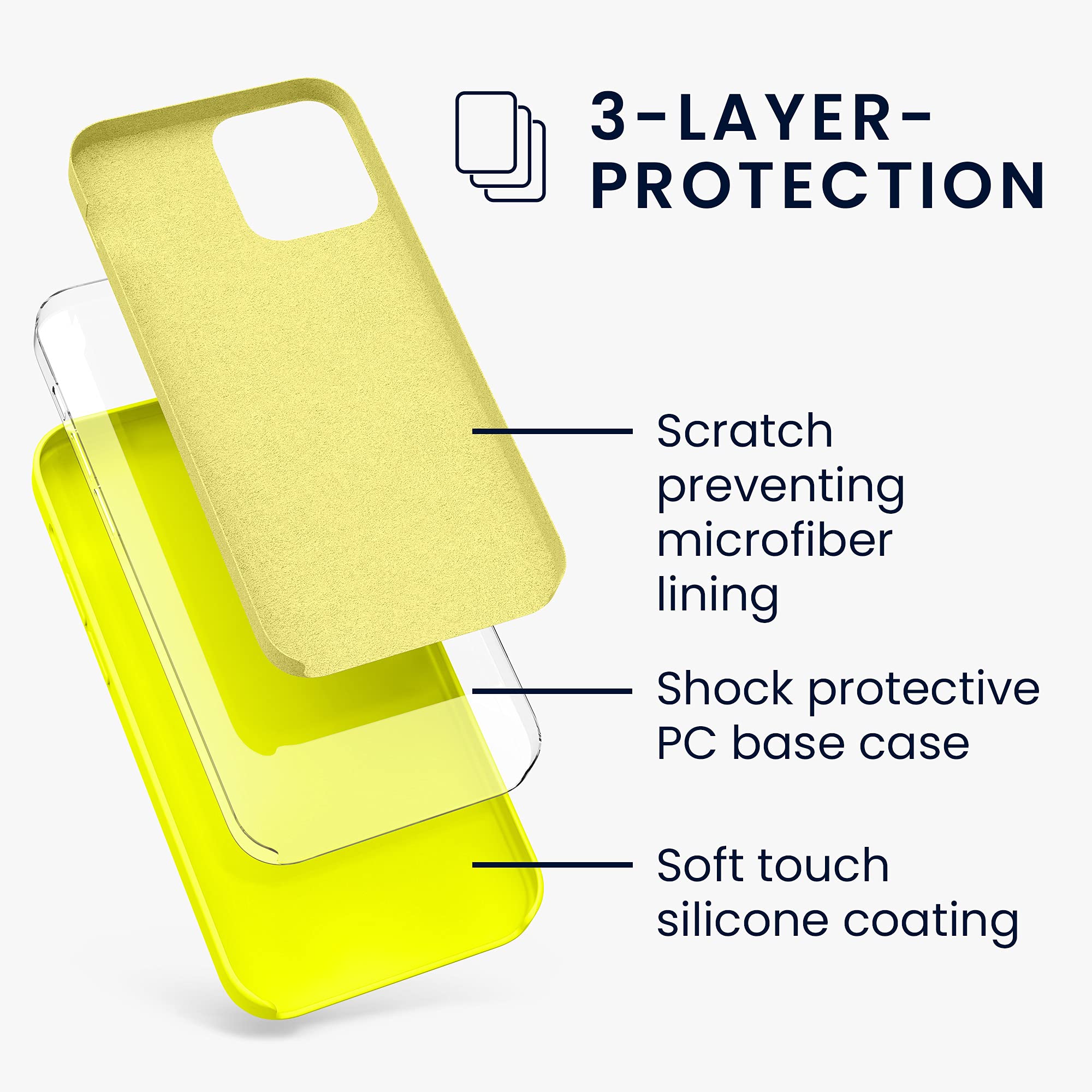 kwmobile Shockproof TPU Silicone Case for Apple iPhone 12 Pro Max - Soft Protective Phone Cover in Lemon Yellow - Perfect for Everyday Use, Work & Outdoor Activities