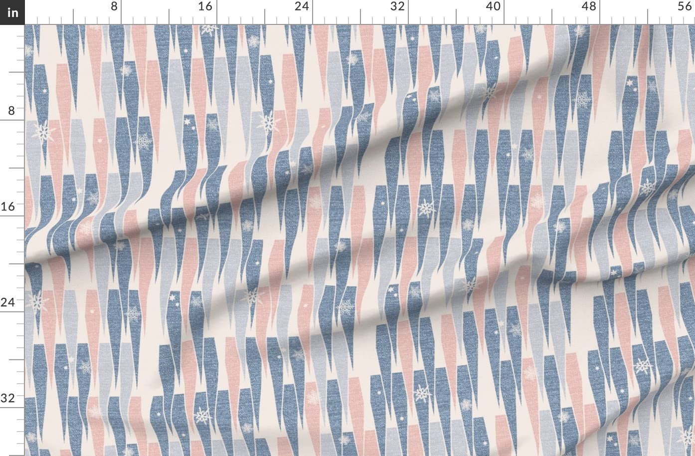 Retro Icicles Pink and Blue Fleece Fabric by The Yard - Soft Printed Fabric for Sewing Blankets, Loungewear & No-Sew DIY Projects - Perfect for Cozy Home Decor, Baby Clothes, and Holiday Crafts
