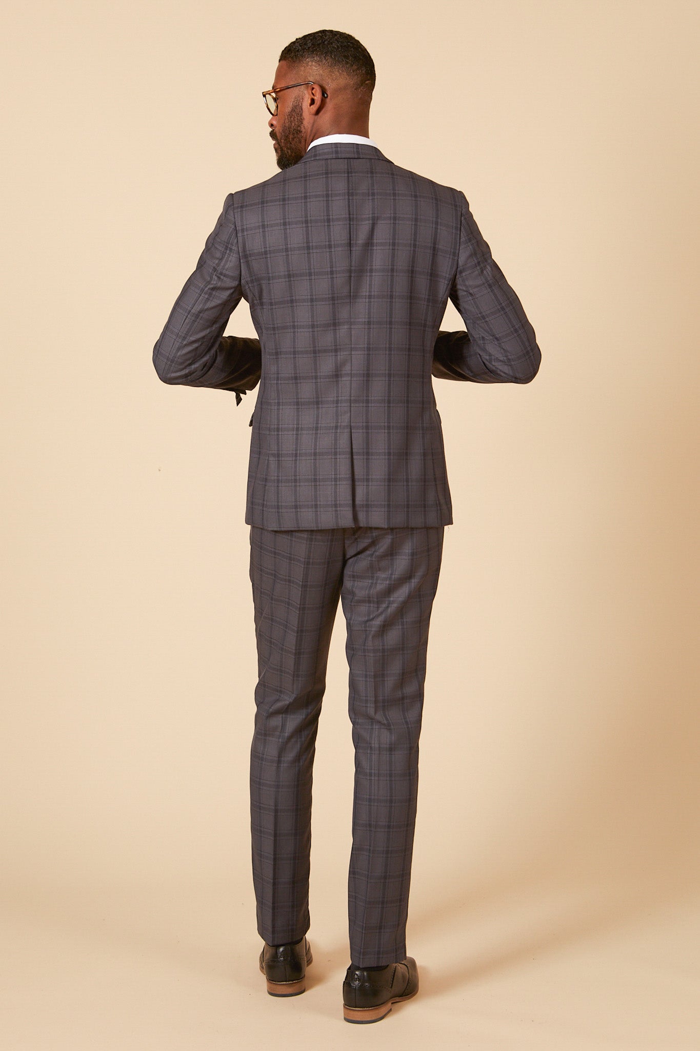 JOSE Grey Check Three Piece Suit for Men | Classic Business Formal Attire | Perfect for Weddings, Office Meetings & Special Events