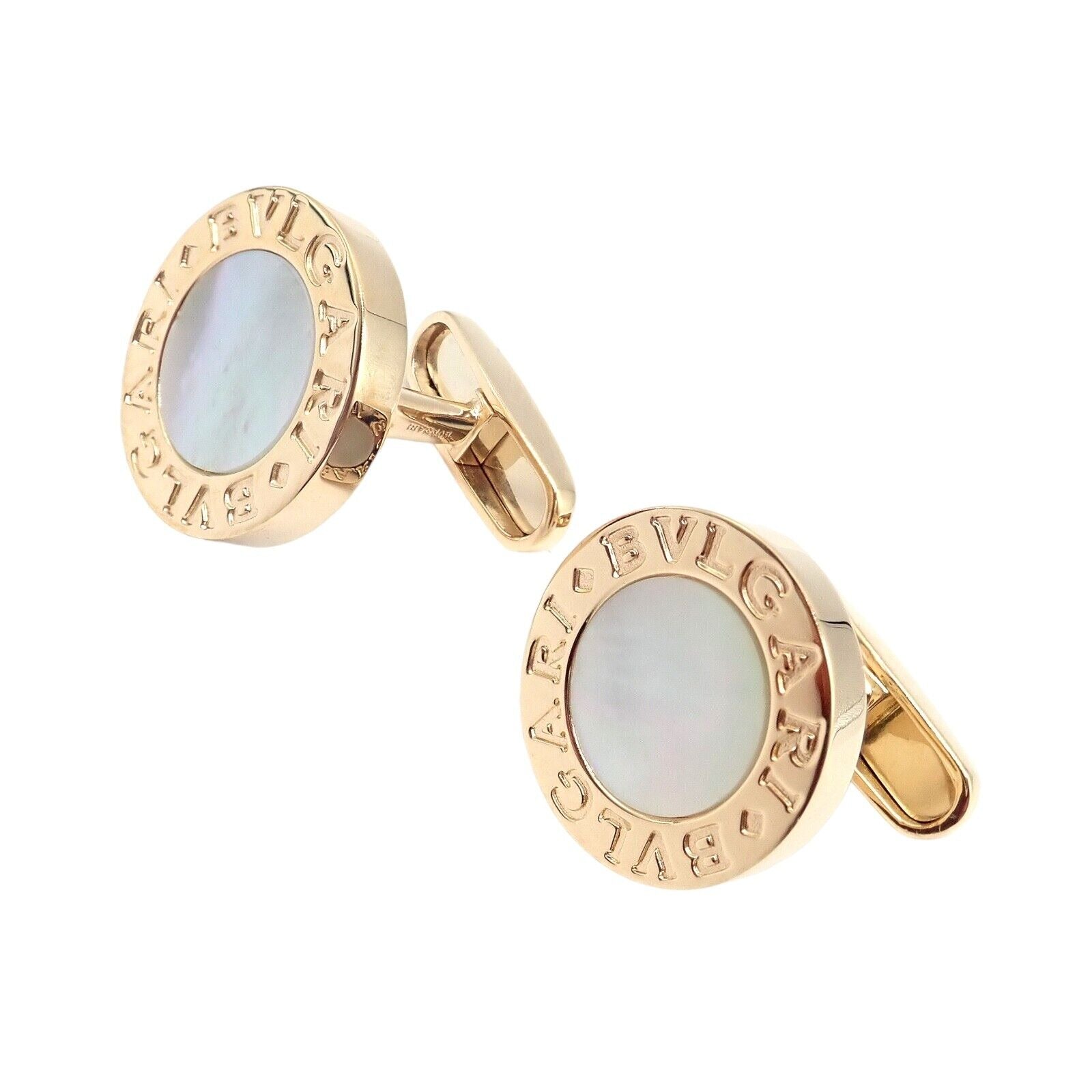 Authentic Bvlgari 18k Yellow Gold Multicenter Cufflink Set - Luxury Men's Jewelry for Formal Events & Business Attire