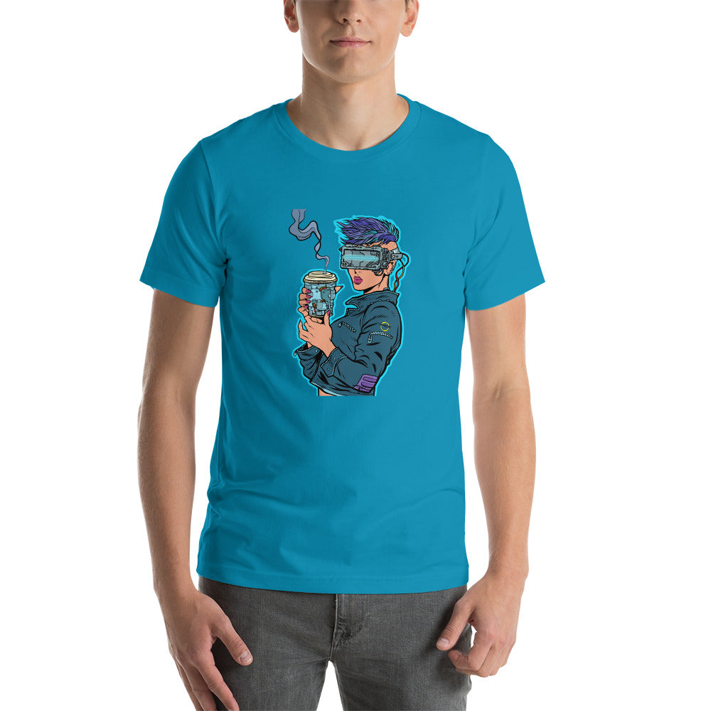 Cyber Coffee Girl Graphic T-Shirt - Trendy Women's Casual Tee for Coffee Lovers | Perfect for Cafes, Work & Everyday Wear