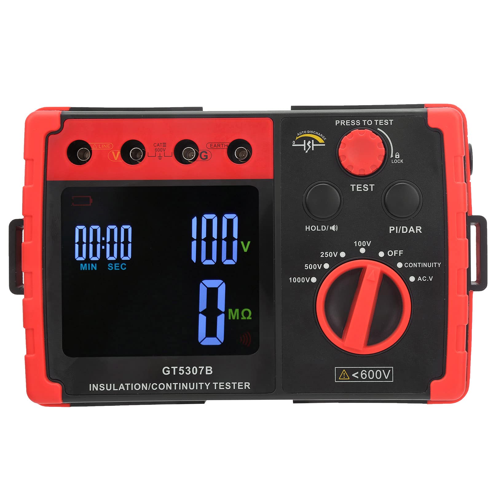 GT5307B Digital Insulation Resistance Tester - 1000V High Voltage Megohmmeter, Multifunctional Cable & Switch Tester for Electricians | Perfect for Industrial Maintenance, Home Wiring & Electrical Safety Testing