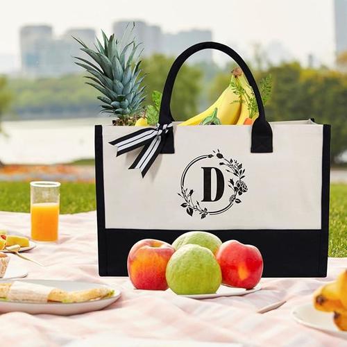 Personalized Monogrammed Jute Beach Bag for Women - Custom Initial Canvas Tote Bag, Perfect for Beach Trips, Pool Parties & Summer Vacations