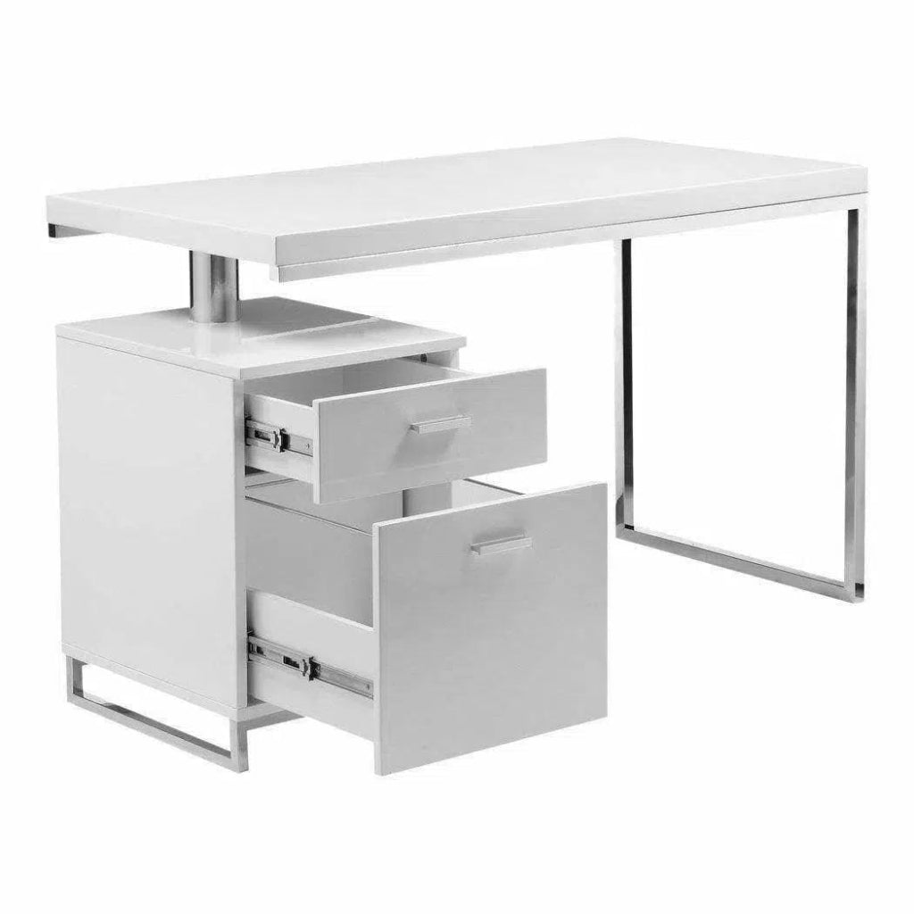 51 Inch White Modern Executive Desk - Home Office & Business Workstation for Professionals & Remote Workers