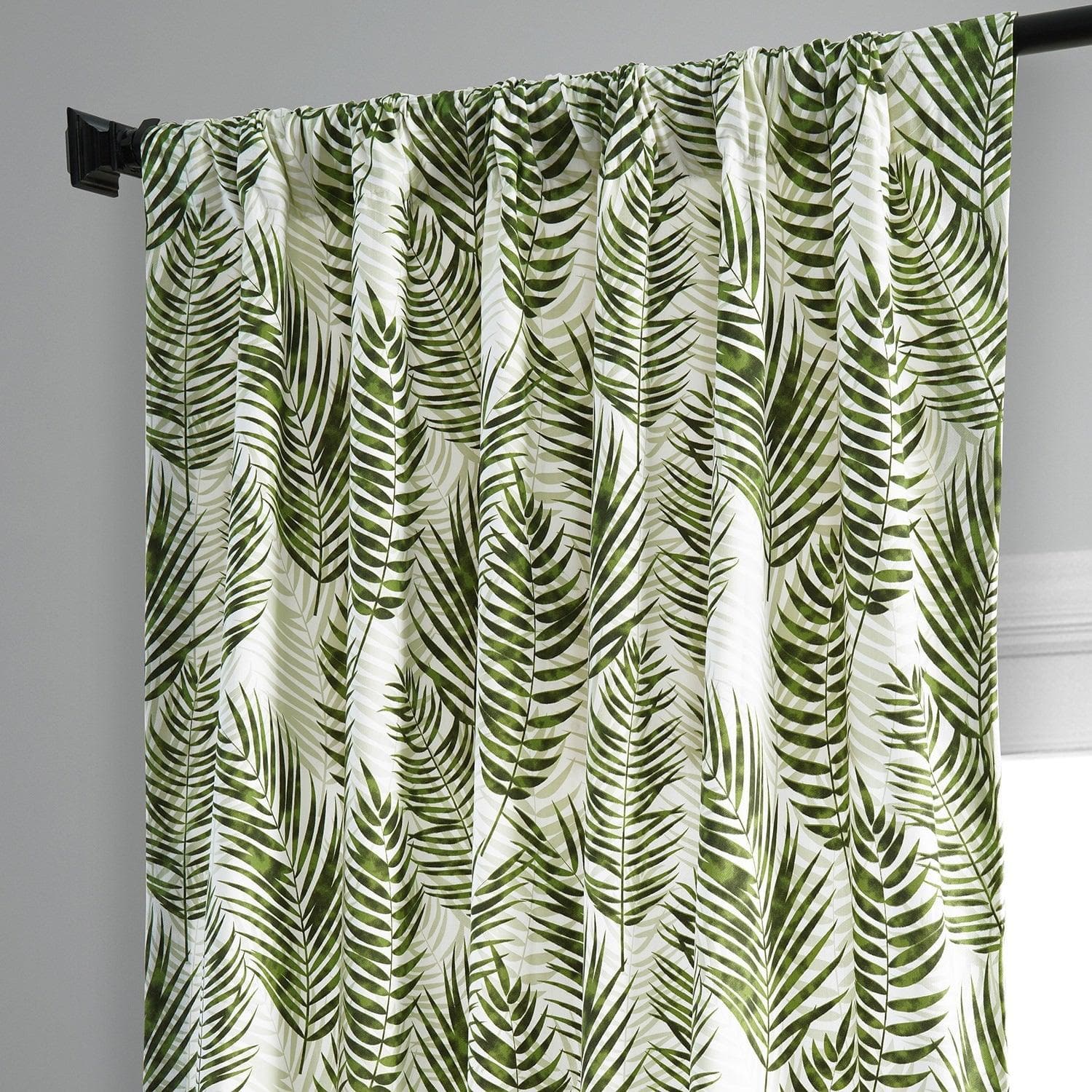 Eternal Green Floral Printed Cotton Blackout Curtains for Bedroom - Elegant Room Darkening Window Drapes with Thermal Insulation, Perfect for Nursery, Living Room & Home Decor