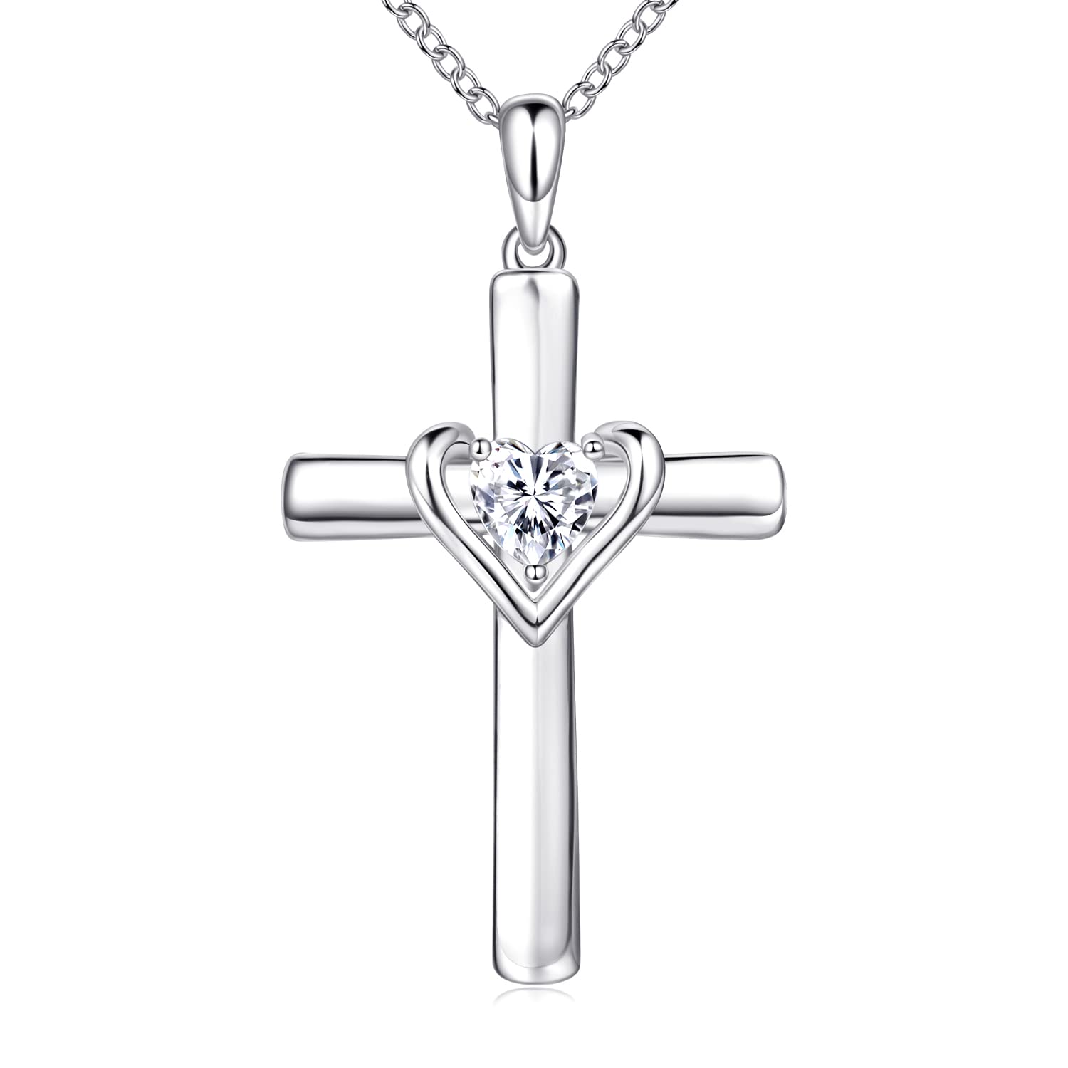 925 Sterling Silver Cross Necklace for Women - Elegant Heart Pendant Jewelry, Perfect Birthday Gift for Mom, Girlfriend, or Loved Ones | Ideal for Church, Weddings, and Everyday Wear