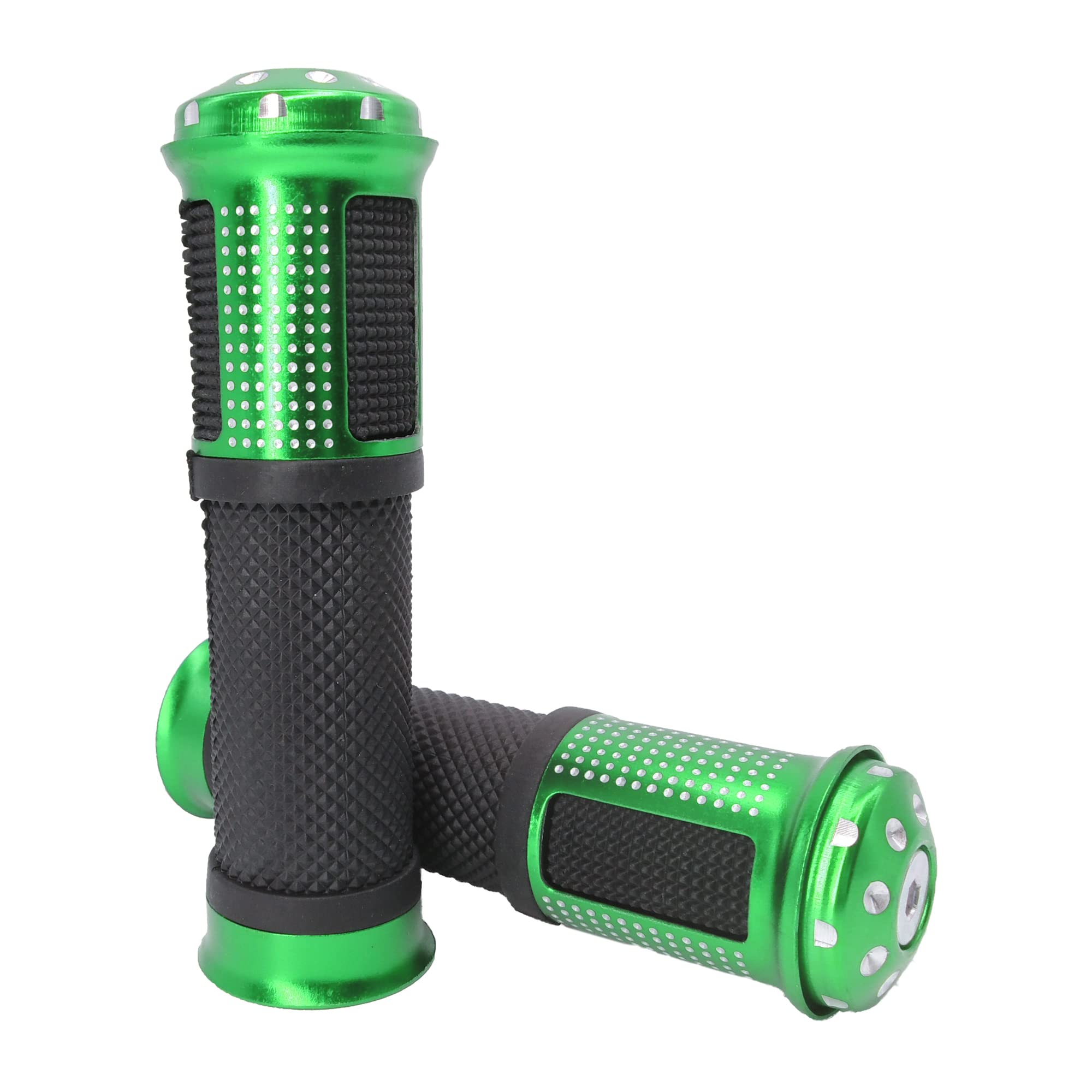 HiSport Universal Motorcycle Handlebar Grips 7/8 inch - 2PCs Non-Slip Comfort Grips for Most Motorcycles (Green) - Perfect for Cruiser, Dirt Bike, ATV & Street Bike Riding