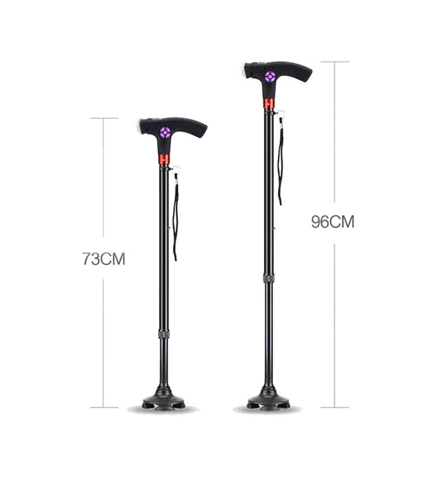 Smart Adjustable LED Light Alarm Aluminum Crutches - Multi-Function Telescopic Walking Stick for Elderly & Disabled - Fall Detection & Emergency Alert - Ideal for Indoor/Outdoor Mobility Assistance & Nighttime Safety