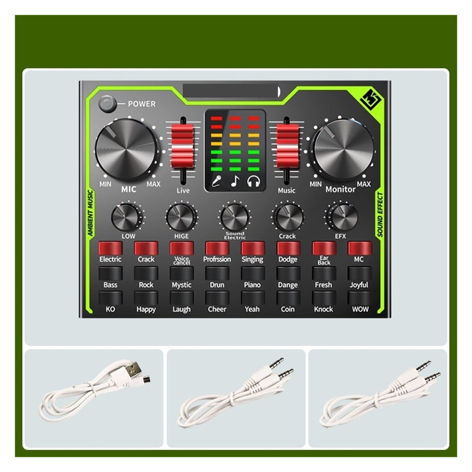 EZGA Digital Audio Mixer USB External Sound Card with Headset Microphone for PC, Phone, Computer - Perfect for Live Streaming, Webcasting, Stage Performances, Karaoke & Personal Entertainment (Color: V80)