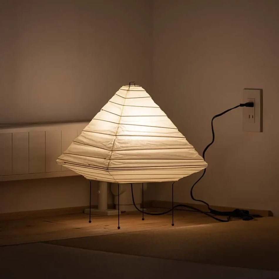 Japanese Kiyoshi Akari Paper Table Lamp - Handmade Rice Paper Shade, Modern Minimalist Lighting for Bedroom, Living Room & Office Decor